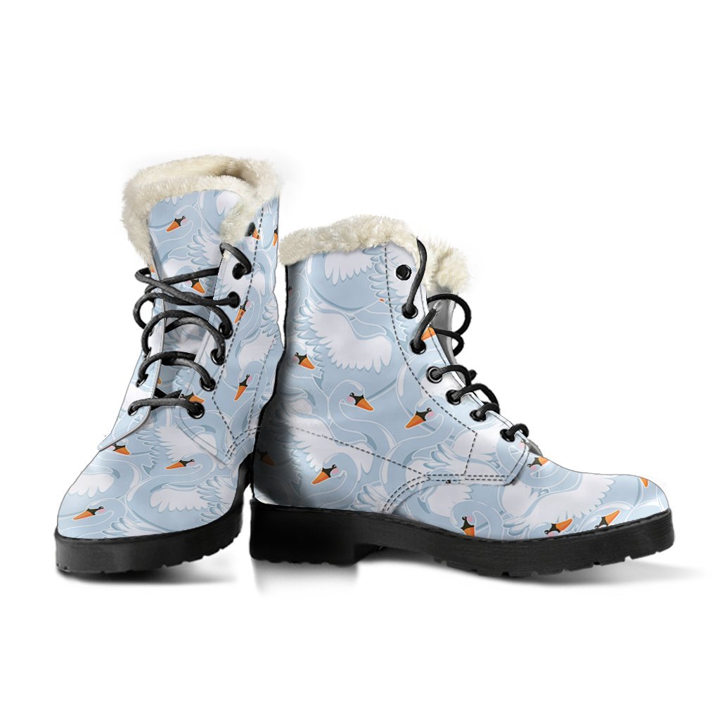 Swan Print Pattern Comfy Winter Boots-grizzshop