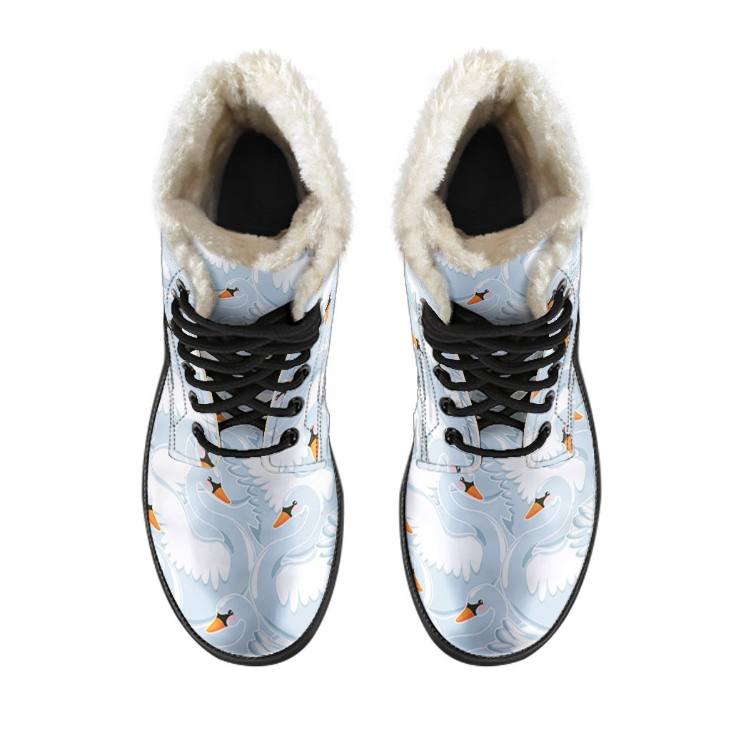 Swan Print Pattern Comfy Winter Boots-grizzshop