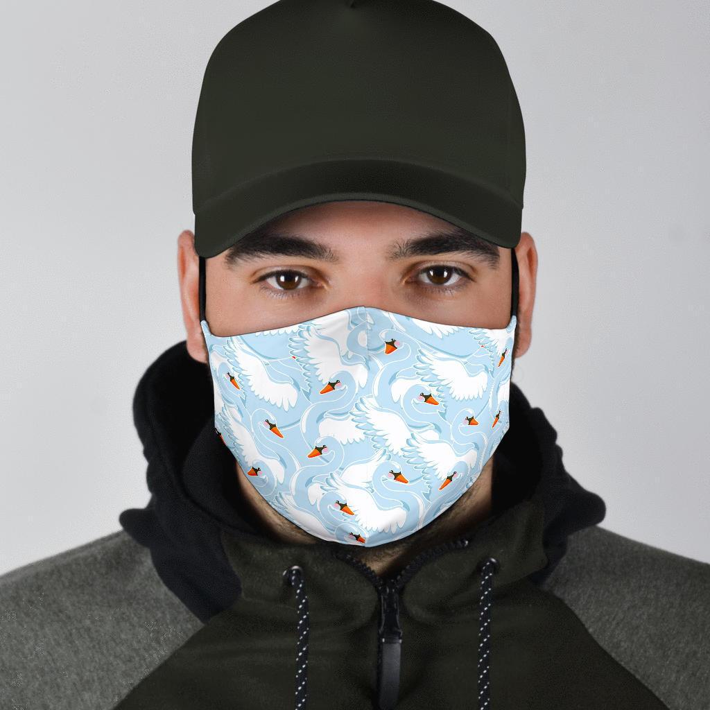 Swan Print Pattern Face Mask-grizzshop