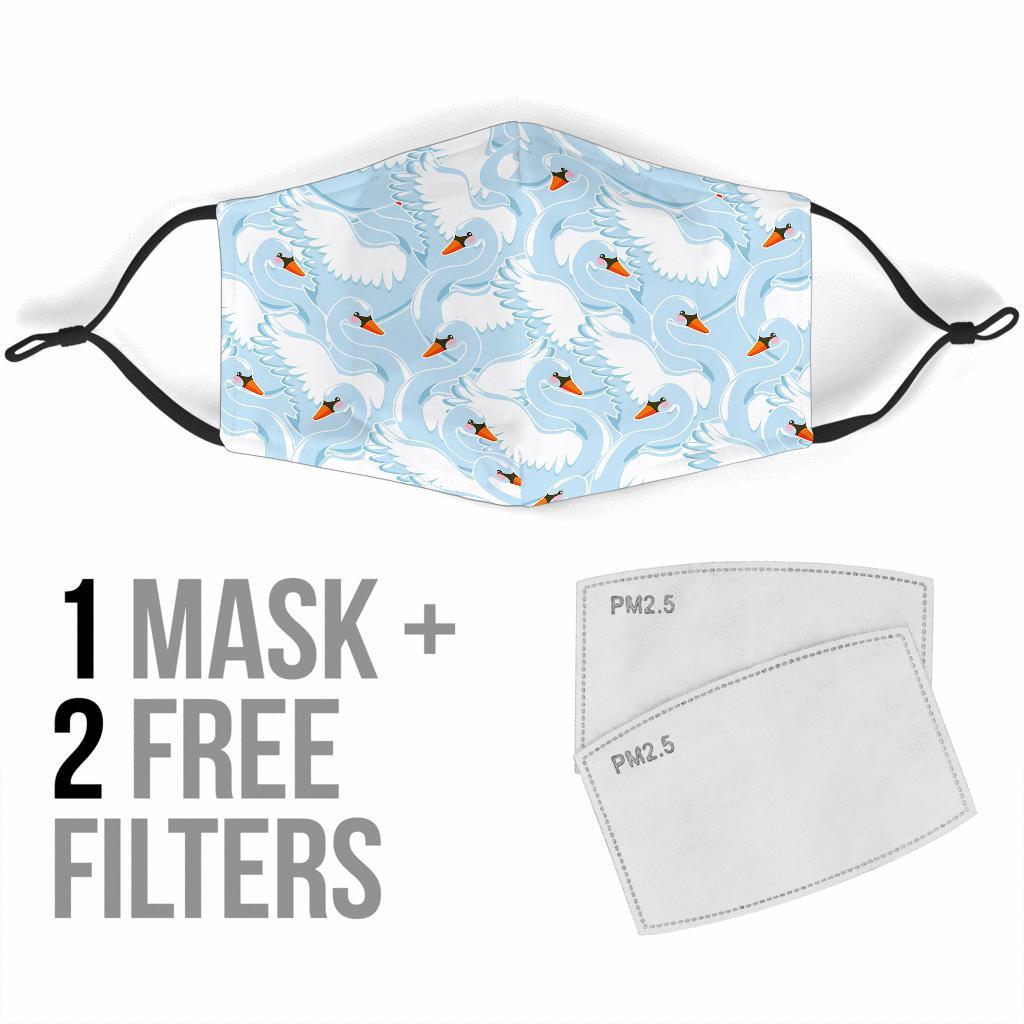 Swan Print Pattern Face Mask-grizzshop