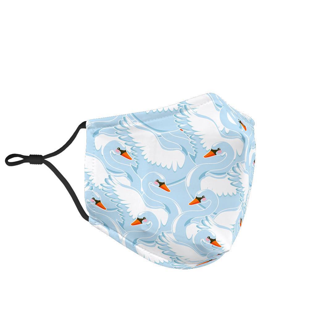 Swan Print Pattern Face Mask-grizzshop