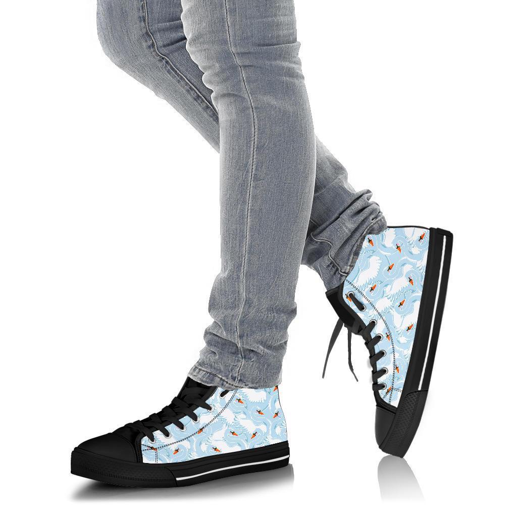 Swan Print Pattern Men Women's High Top Shoes-grizzshop