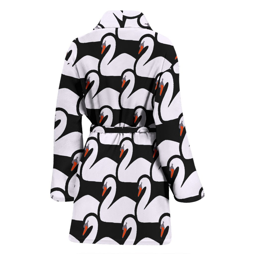 Swan Pattern Print Women Long Robe-grizzshop