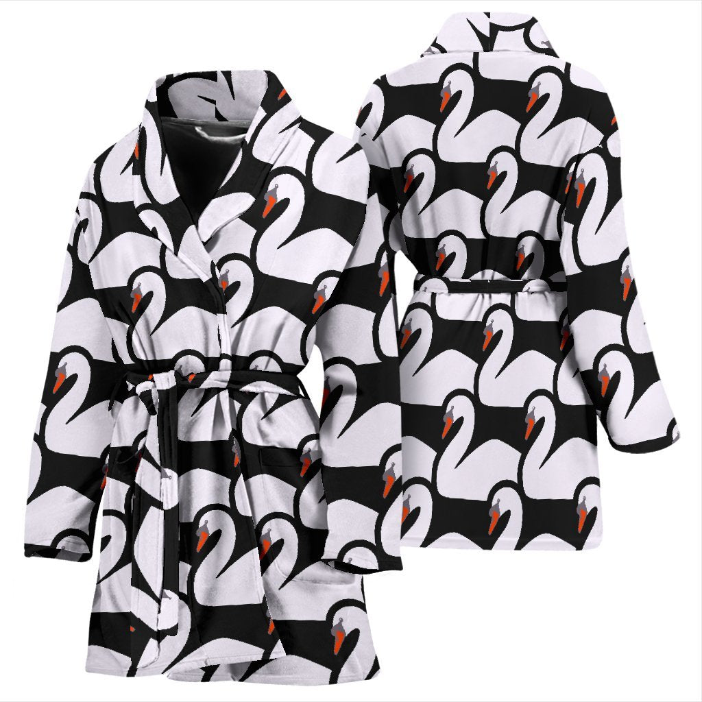 Swan Pattern Print Women Long Robe-grizzshop