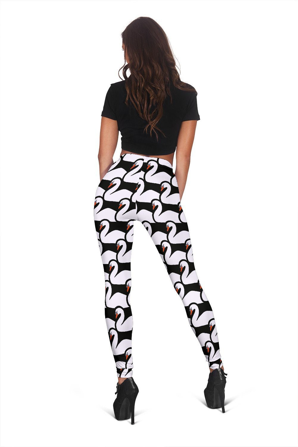 Swan Print Pattern Women Leggings-grizzshop
