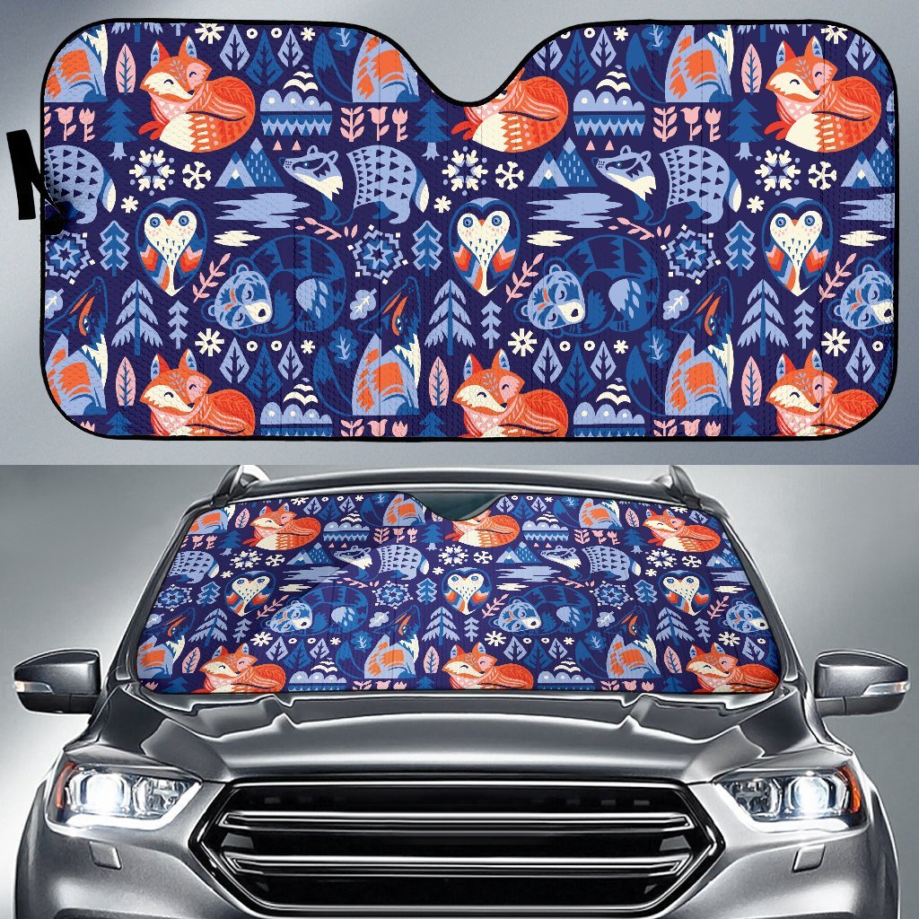 Swedish Animal Pattern Print Car Sun Shade-grizzshop