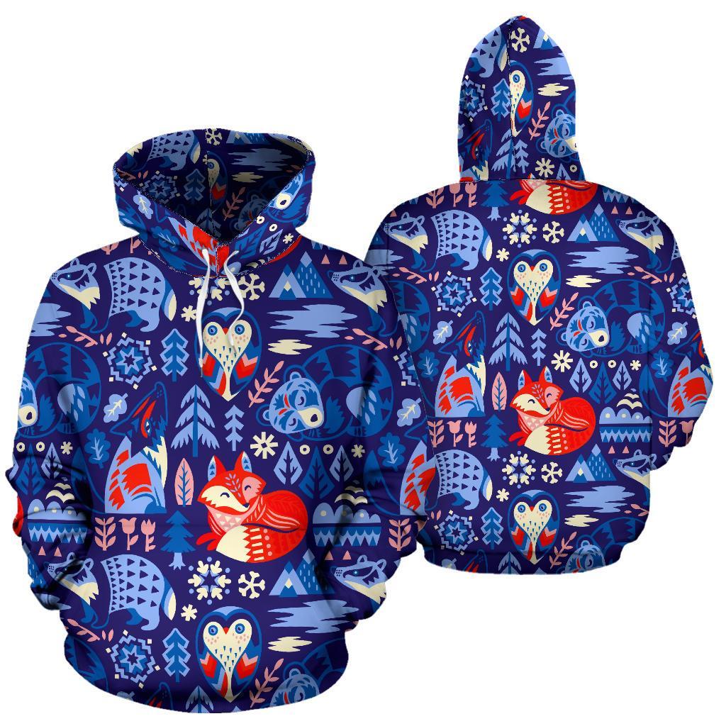 Swedish Animal Pattern Print Men Women Pullover Hoodie-grizzshop