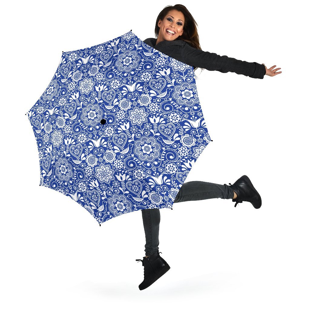 Swedish Floral Pattern Print Automatic Foldable Umbrella-grizzshop