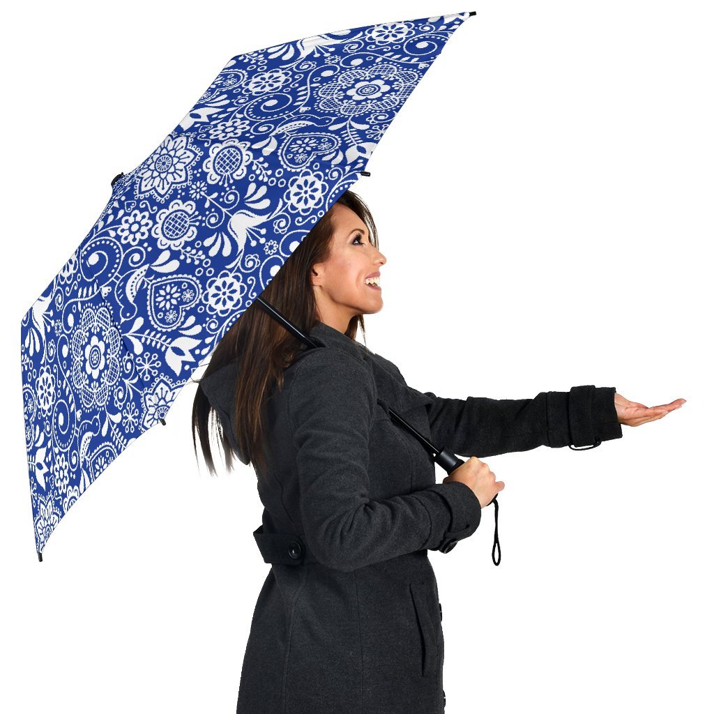 Swedish Floral Pattern Print Automatic Foldable Umbrella-grizzshop