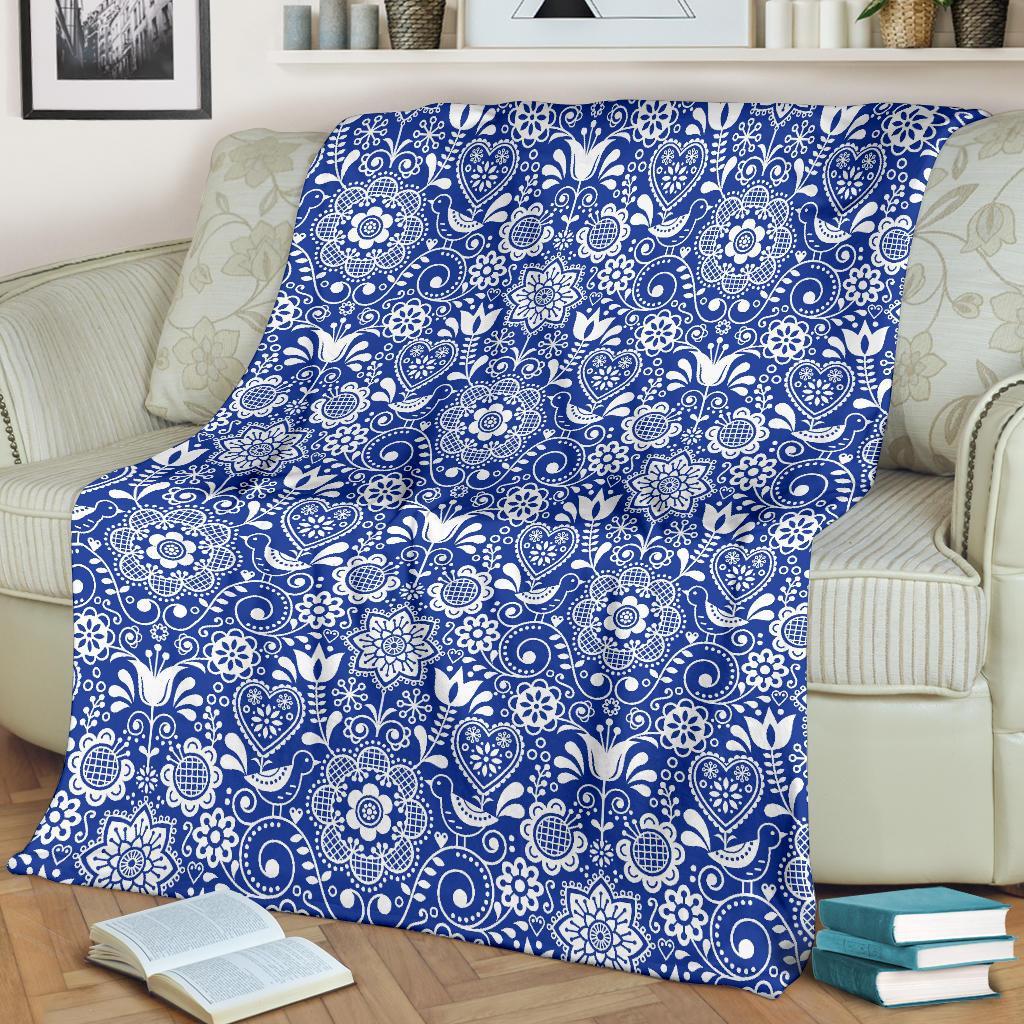 Swedish Floral Pattern Print Blanket-grizzshop