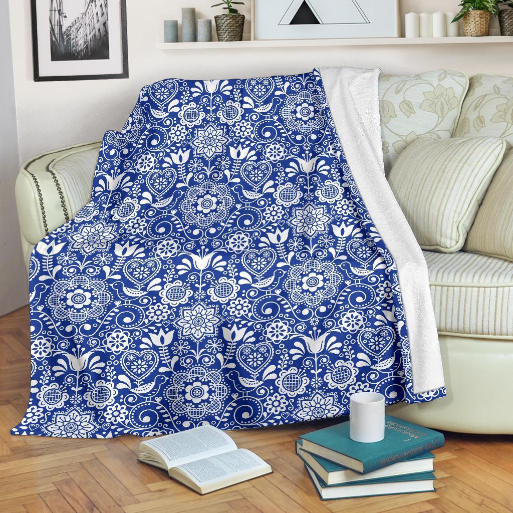 Swedish Floral Pattern Print Blanket-grizzshop