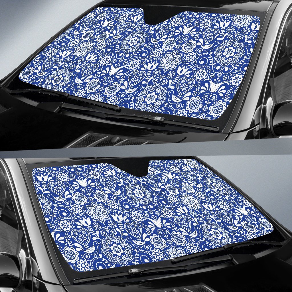 Swedish Floral Pattern Print Car Sun Shade-grizzshop
