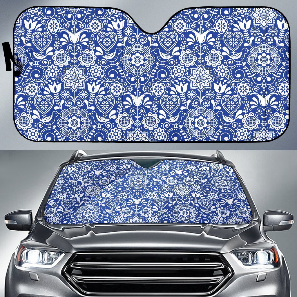 Swedish Floral Pattern Print Car Sun Shade-grizzshop