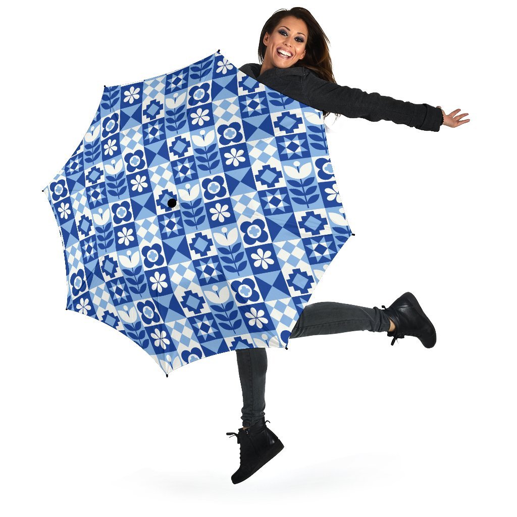 Swedish Pattern Print Automatic Foldable Umbrella-grizzshop