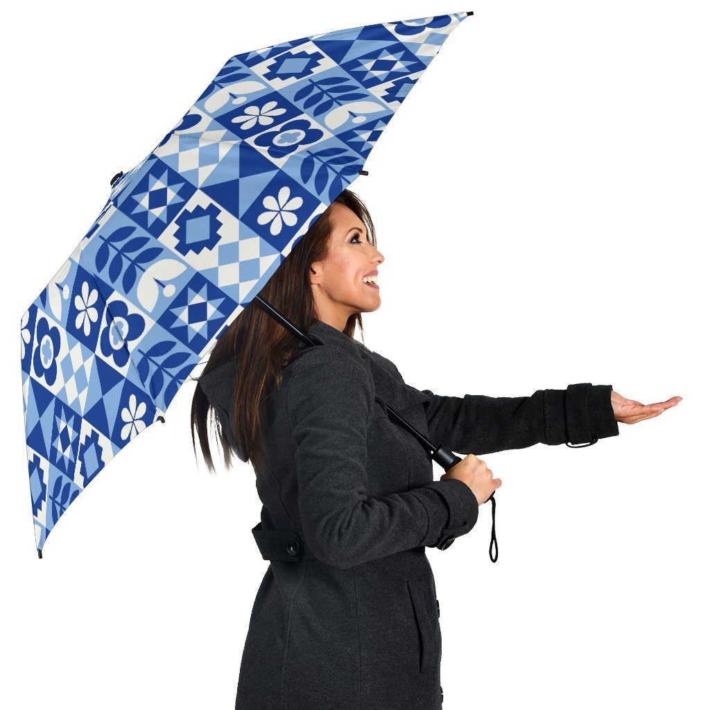 Swedish Pattern Print Automatic Foldable Umbrella-grizzshop