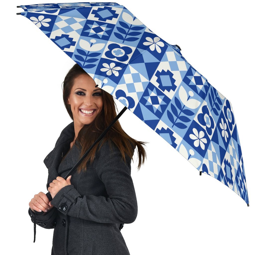 Swedish Pattern Print Automatic Foldable Umbrella-grizzshop