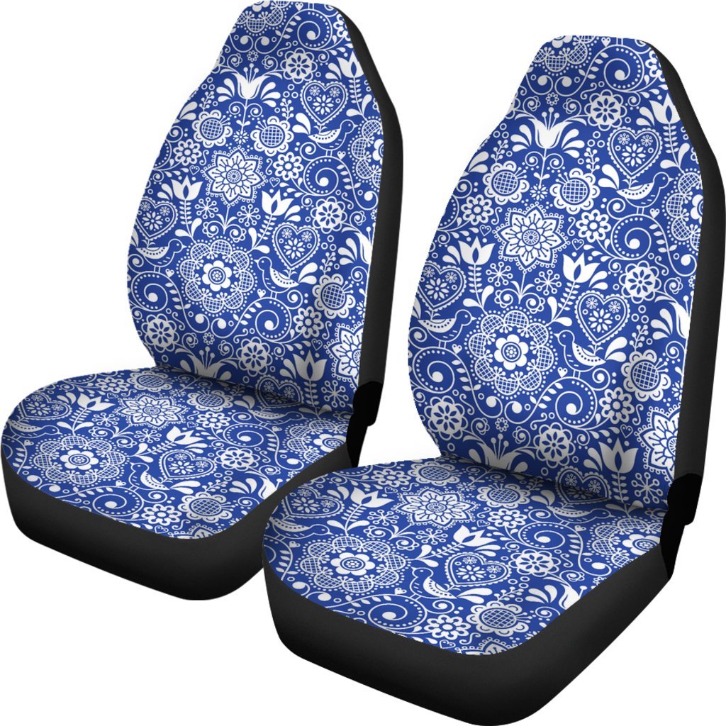 Swedish Floral Pattern Print Universal Fit Car Seat Covers-grizzshop