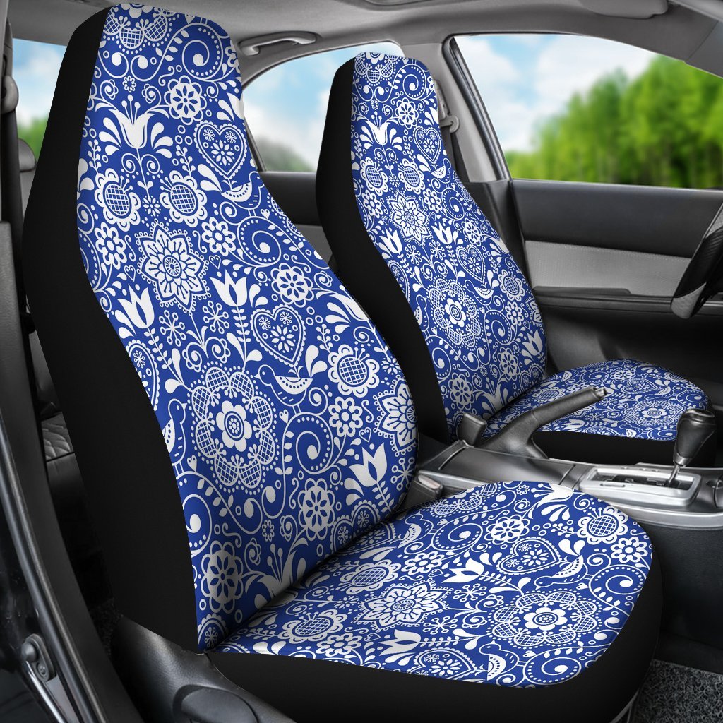 Swedish Floral Pattern Print Universal Fit Car Seat Covers-grizzshop