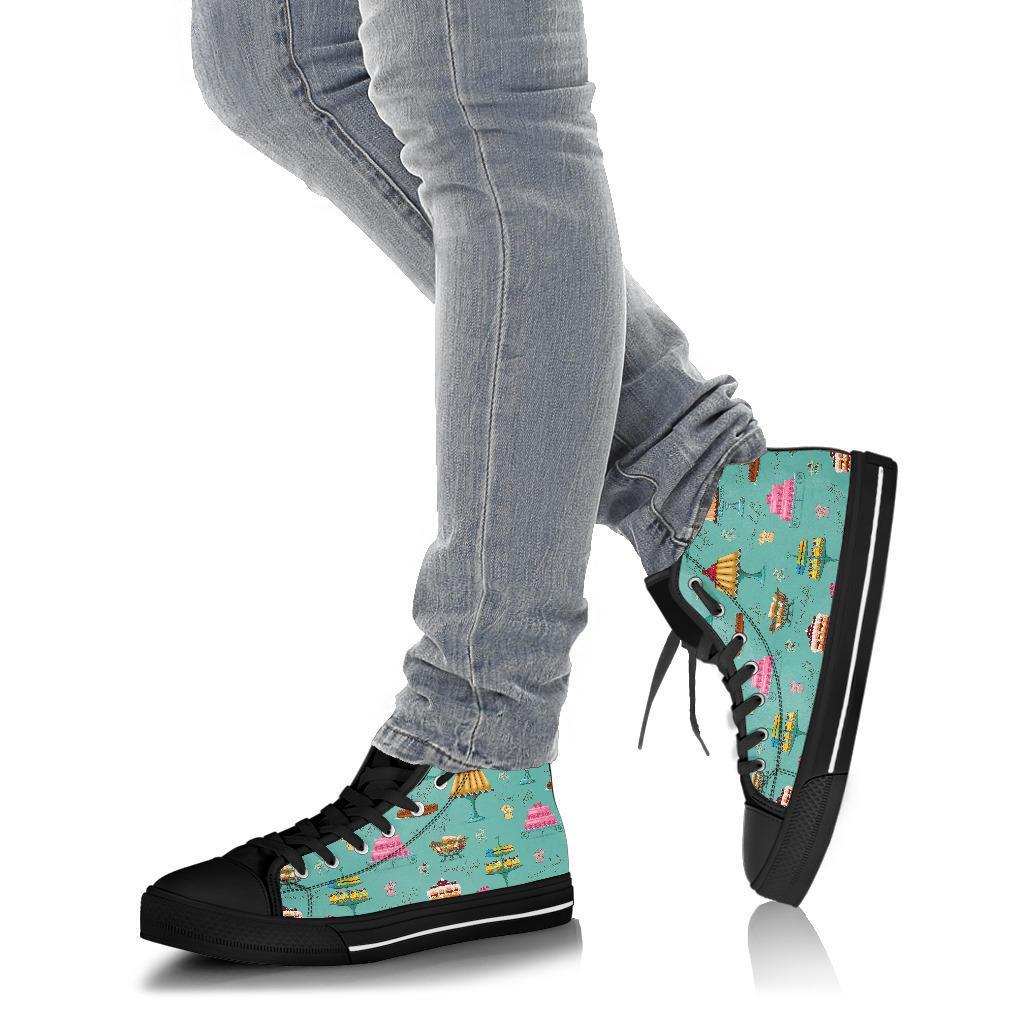 Sweet Cake Pattern Print Men Women's High Top Shoes-grizzshop