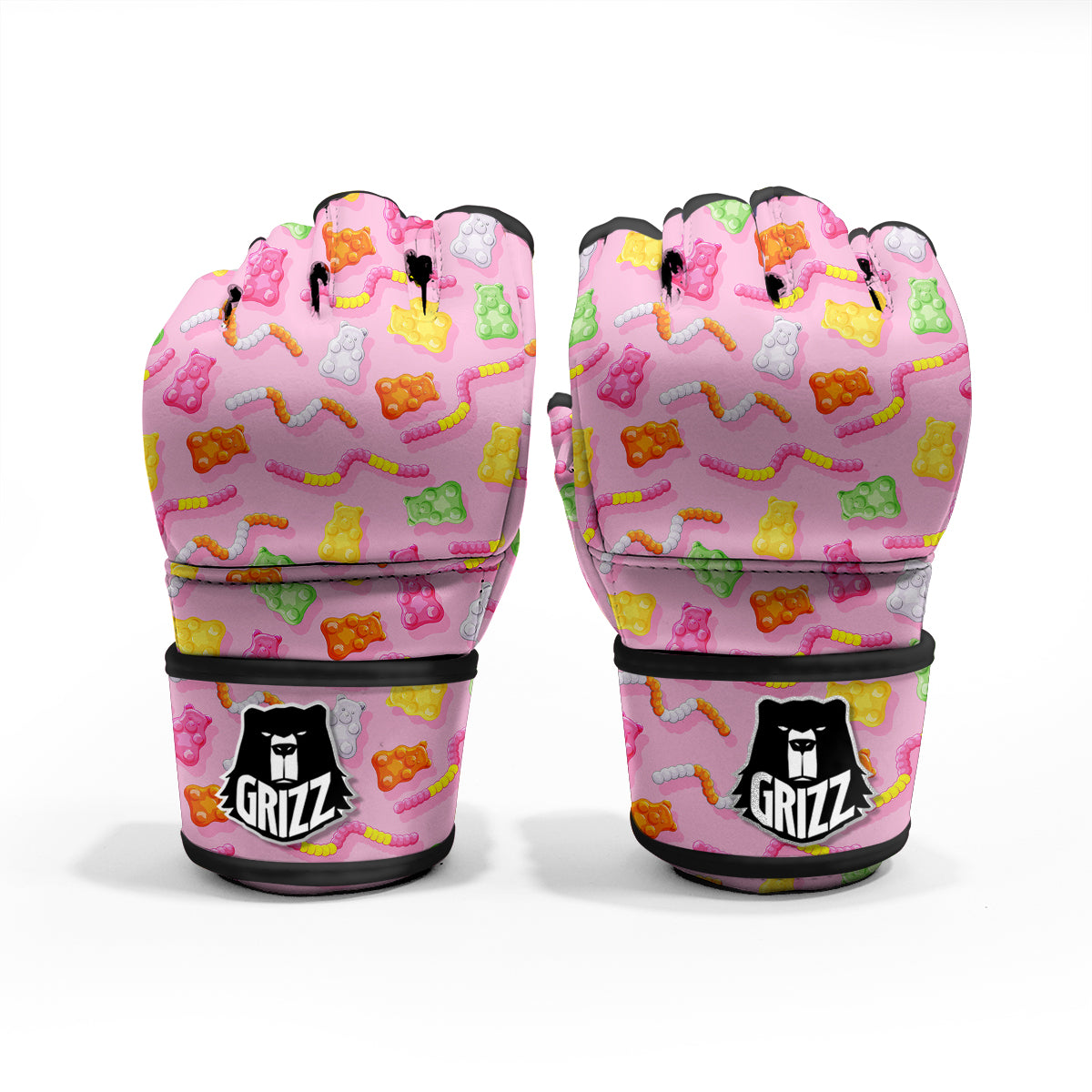 Sweet Gummy Bears And Worms Print Pattern MMA Gloves-grizzshop