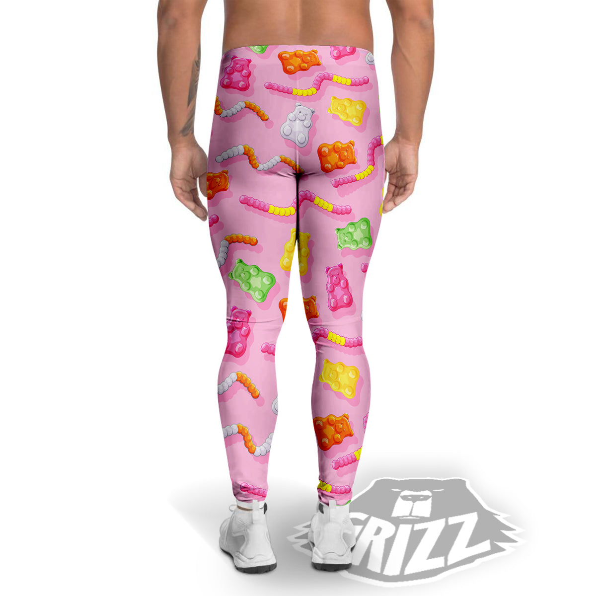 Sweet Gummy Bears And Worms Print Pattern Men's Leggings-grizzshop