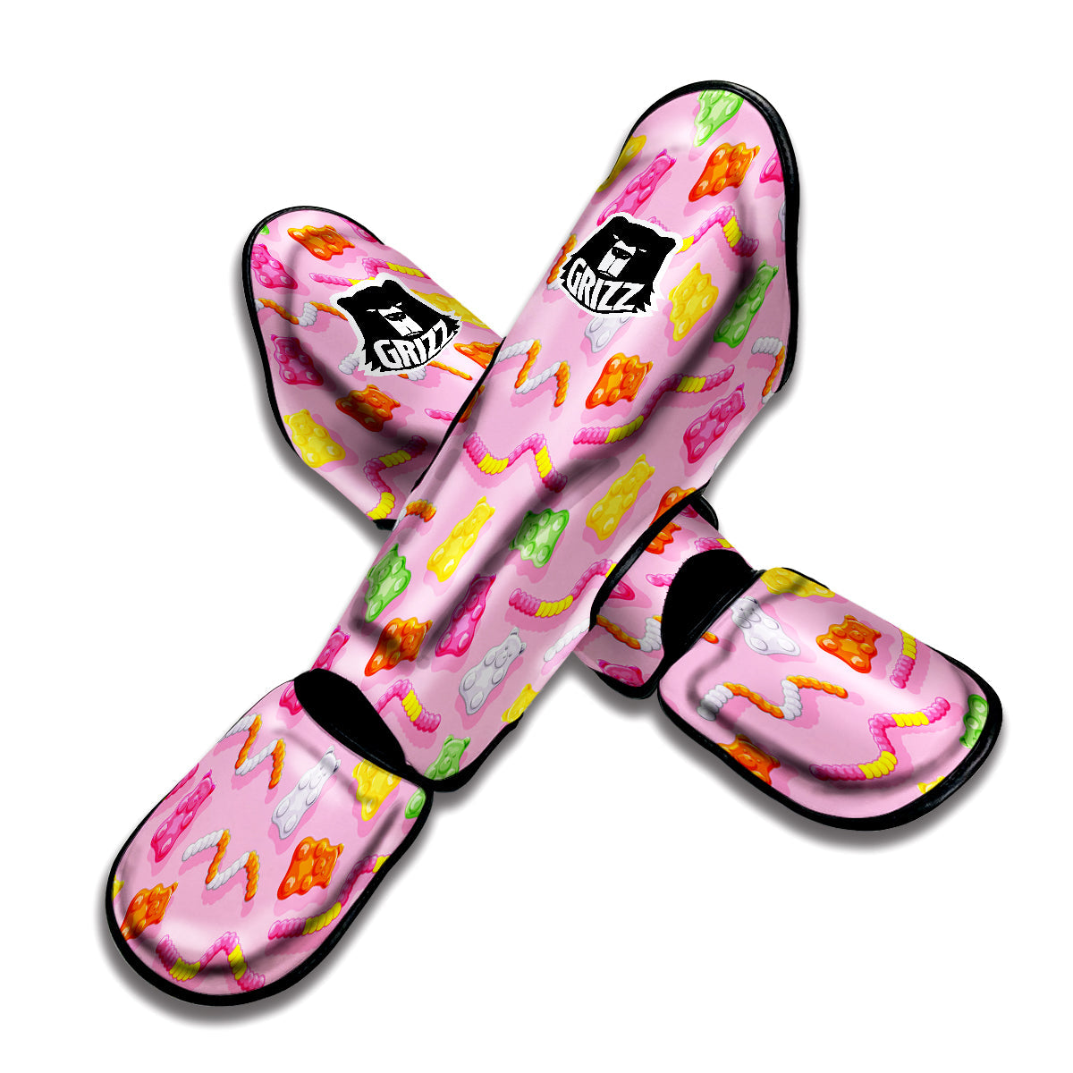 Sweet Gummy Bears And Worms Print Pattern Muay Thai Shin Guards-grizzshop