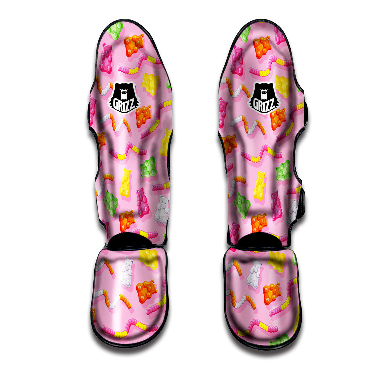 Sweet Gummy Bears And Worms Print Pattern Muay Thai Shin Guards-grizzshop