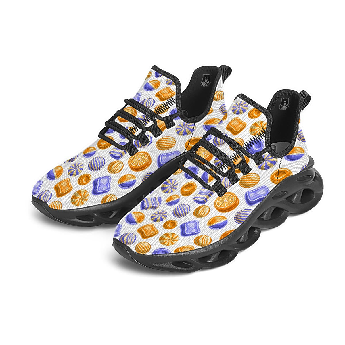 Sweet Gummy Print Pattern Black Running Shoes-grizzshop