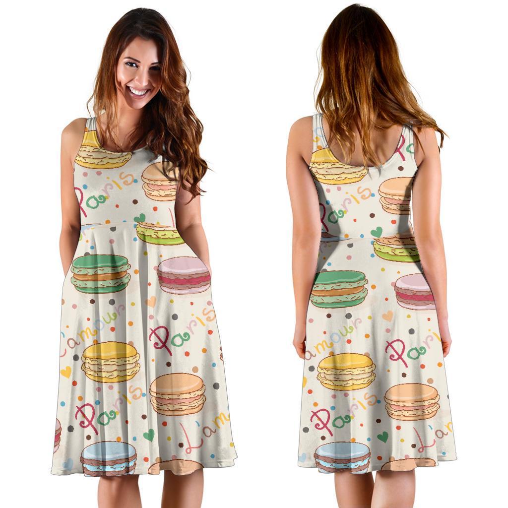 Sweet Macaron Pattern Print Dress-grizzshop