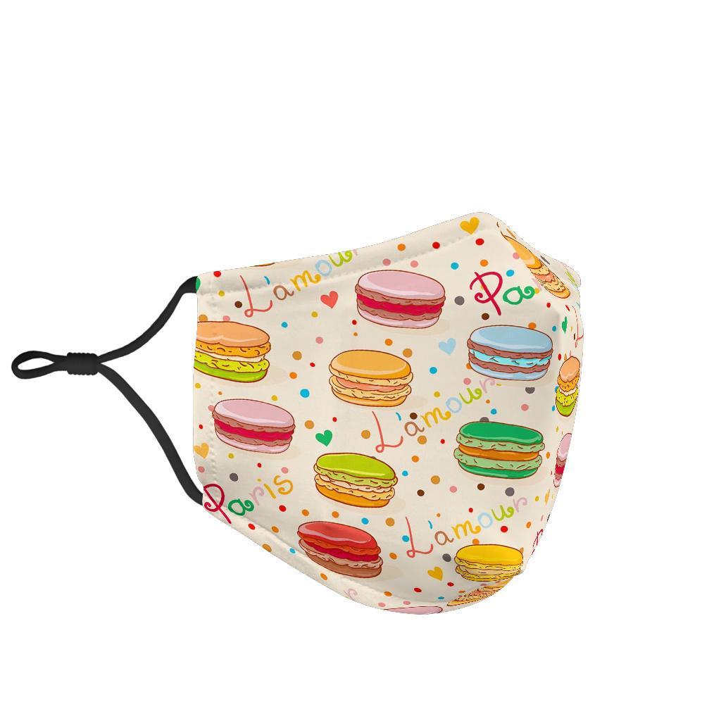 Sweet Macaron Pattern Print Face Mask-grizzshop