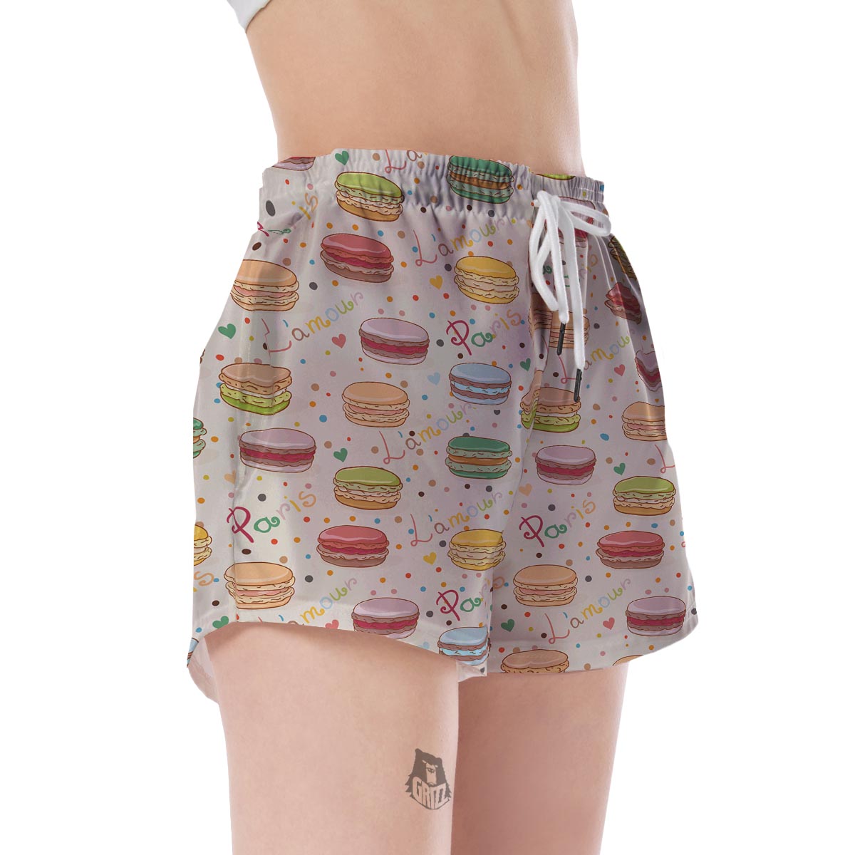 Sweet Macaron Pattern Print Women's Shorts-grizzshop