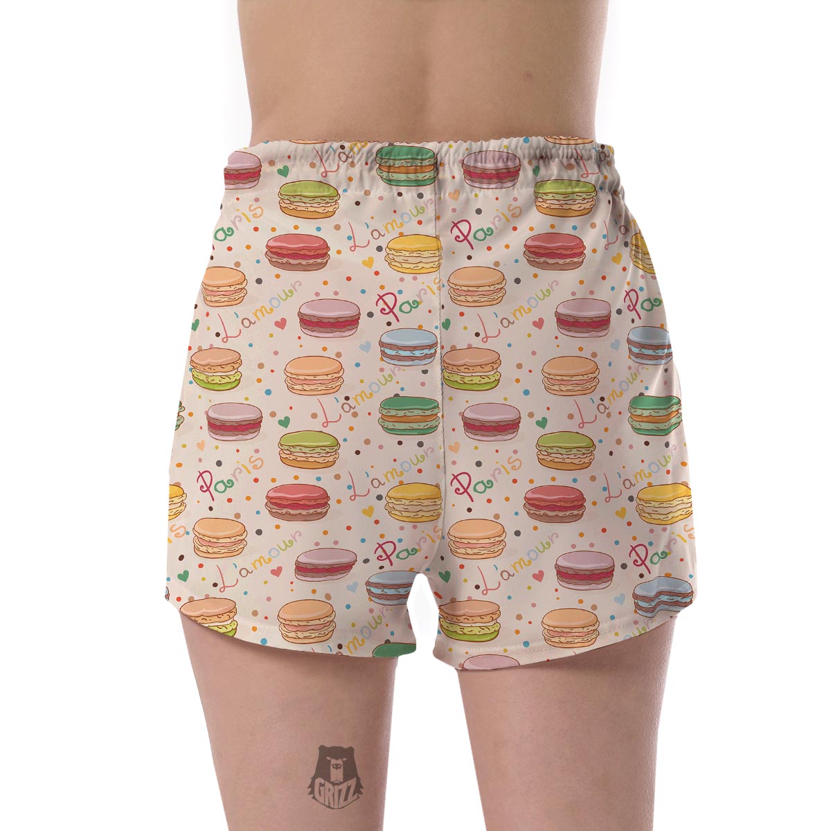 Sweet Macaron Pattern Print Women's Shorts-grizzshop