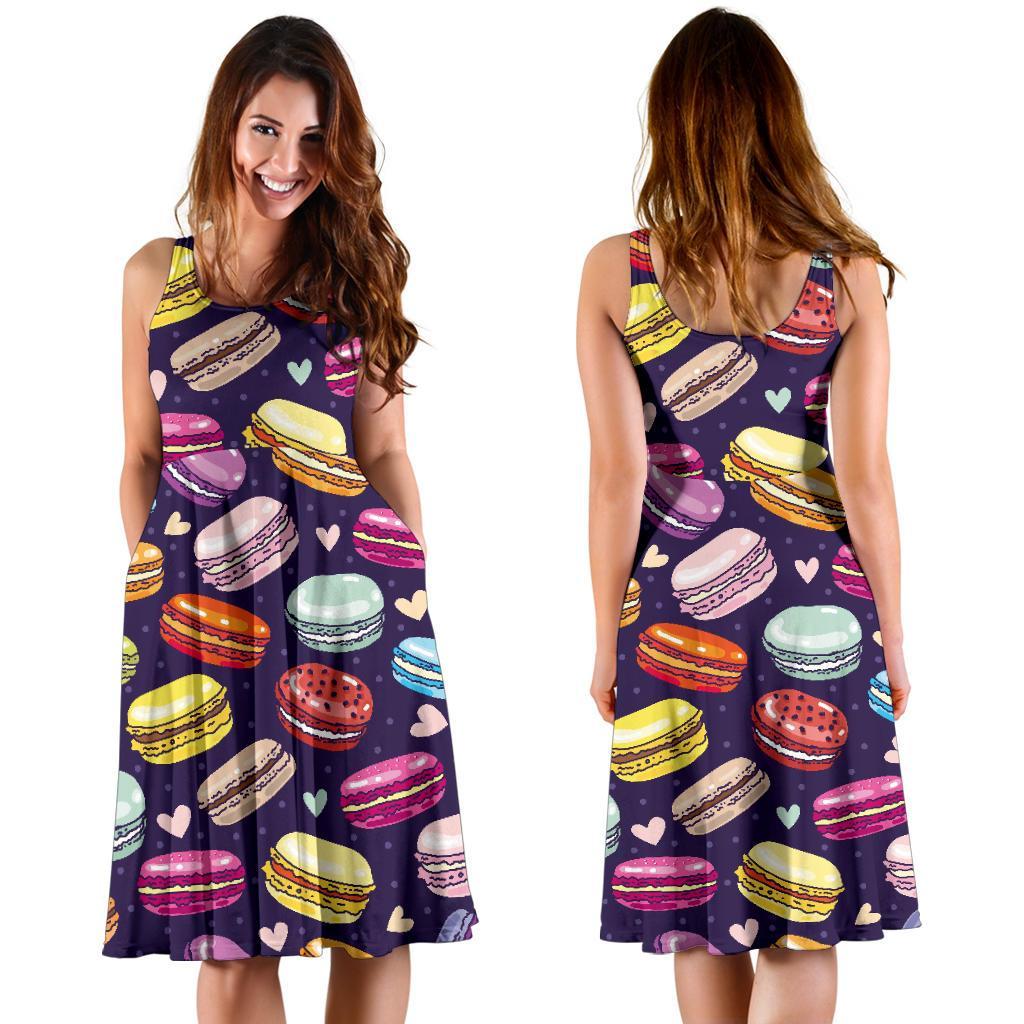 Sweet Macaron Print Pattern Dress-grizzshop