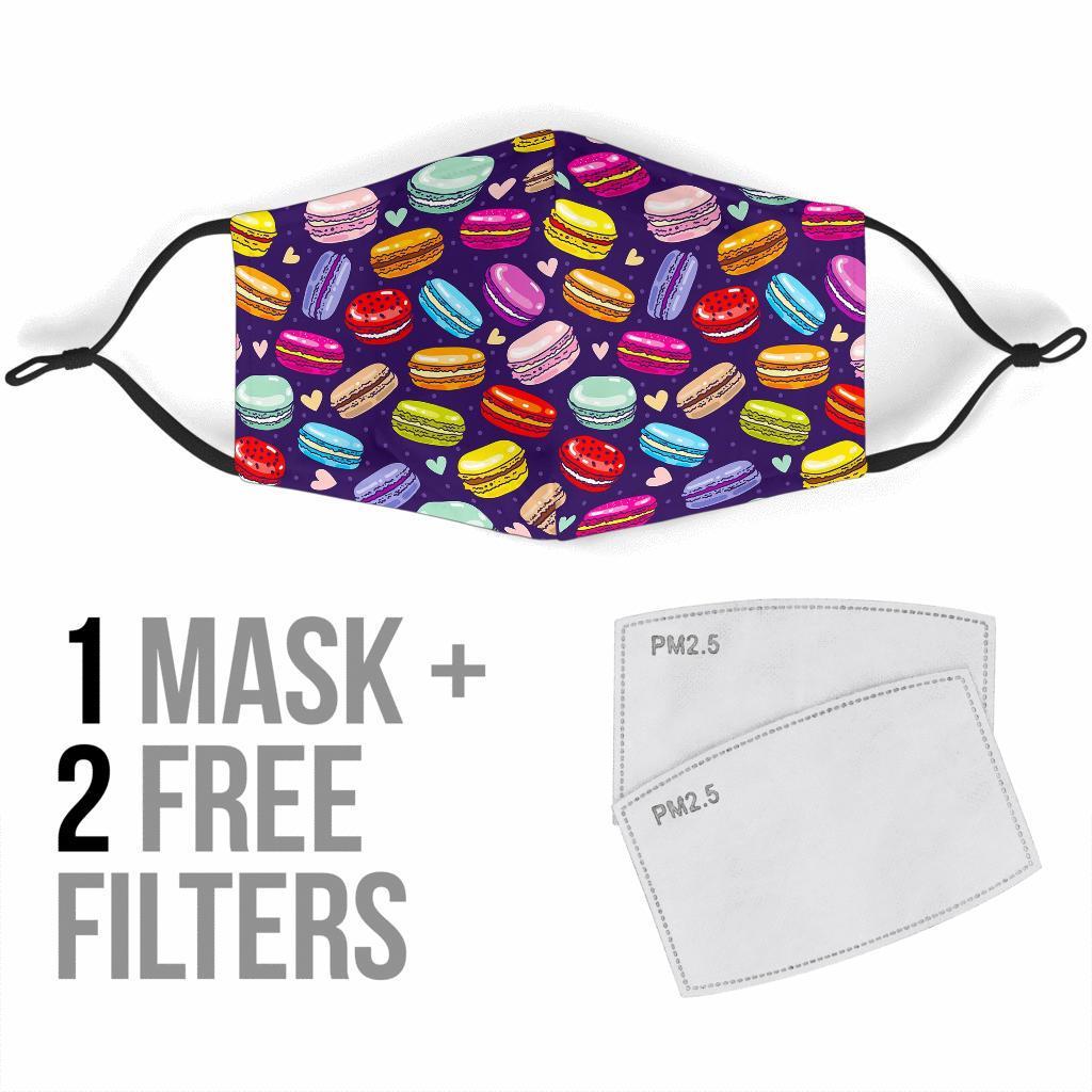 Sweet Macaron Print Pattern Face Mask-grizzshop