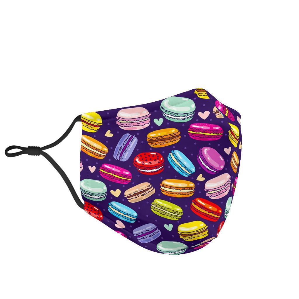 Sweet Macaron Print Pattern Face Mask-grizzshop