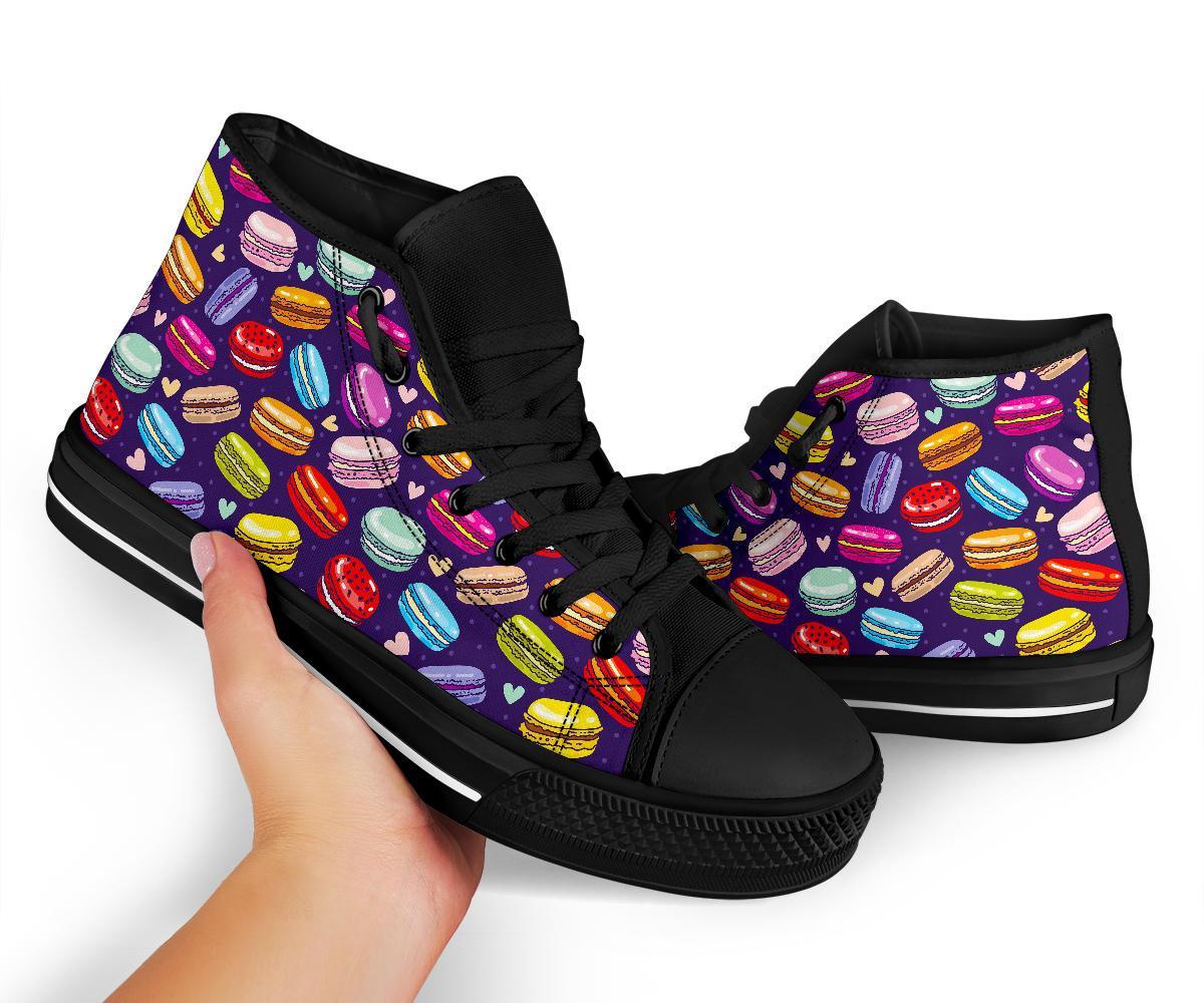 Sweet Macaron Print Pattern Men Women's High Top Shoes-grizzshop