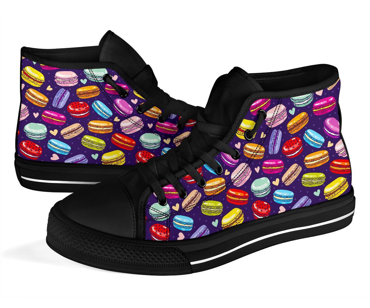 Sweet Macaron Print Pattern Men Women's High Top Shoes-grizzshop