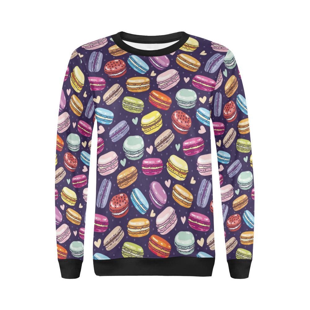 Sweet Macaron Print Pattern Women Crewneck Sweatshirt-grizzshop