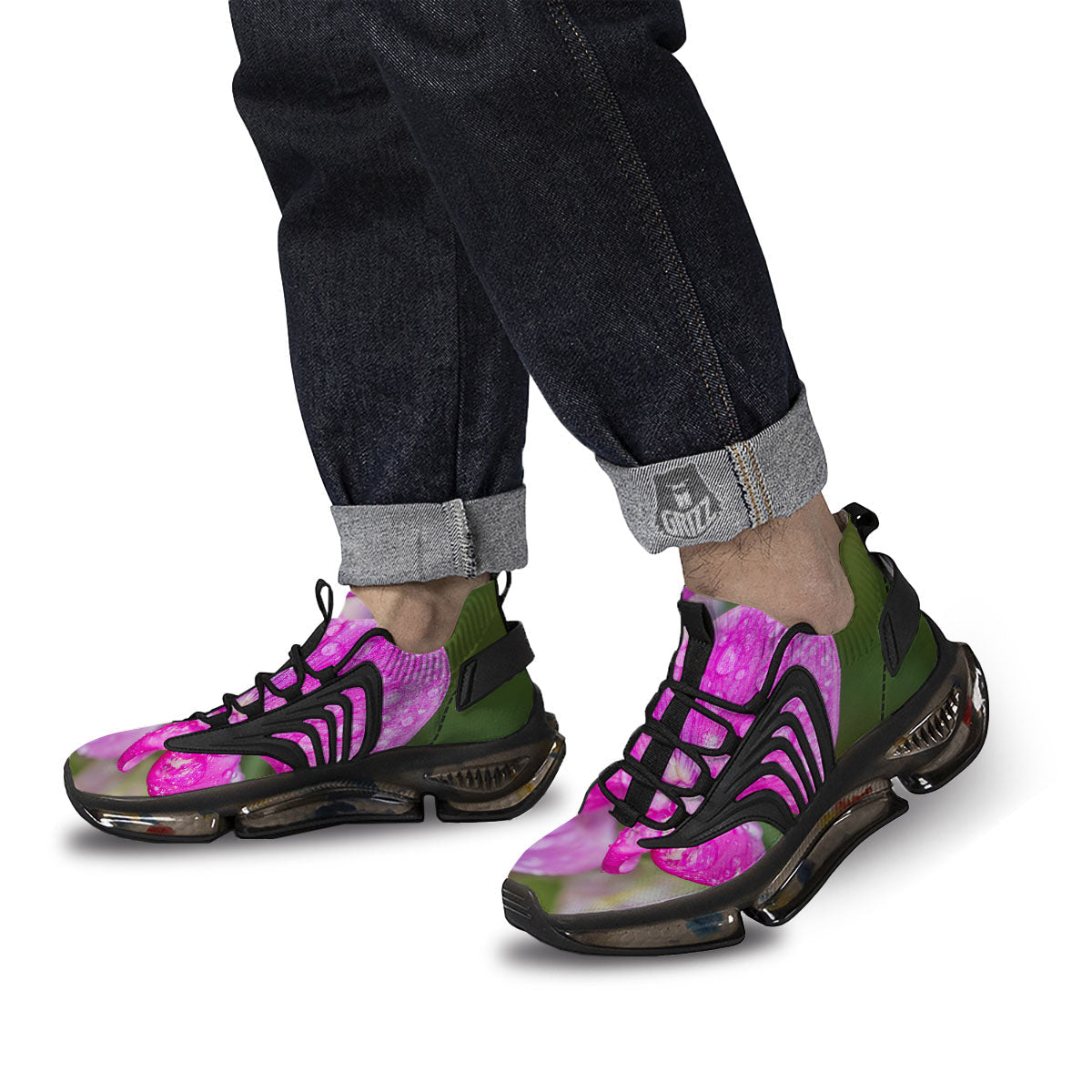 Sweet Pea Purple Print Black Gym Shoes-grizzshop