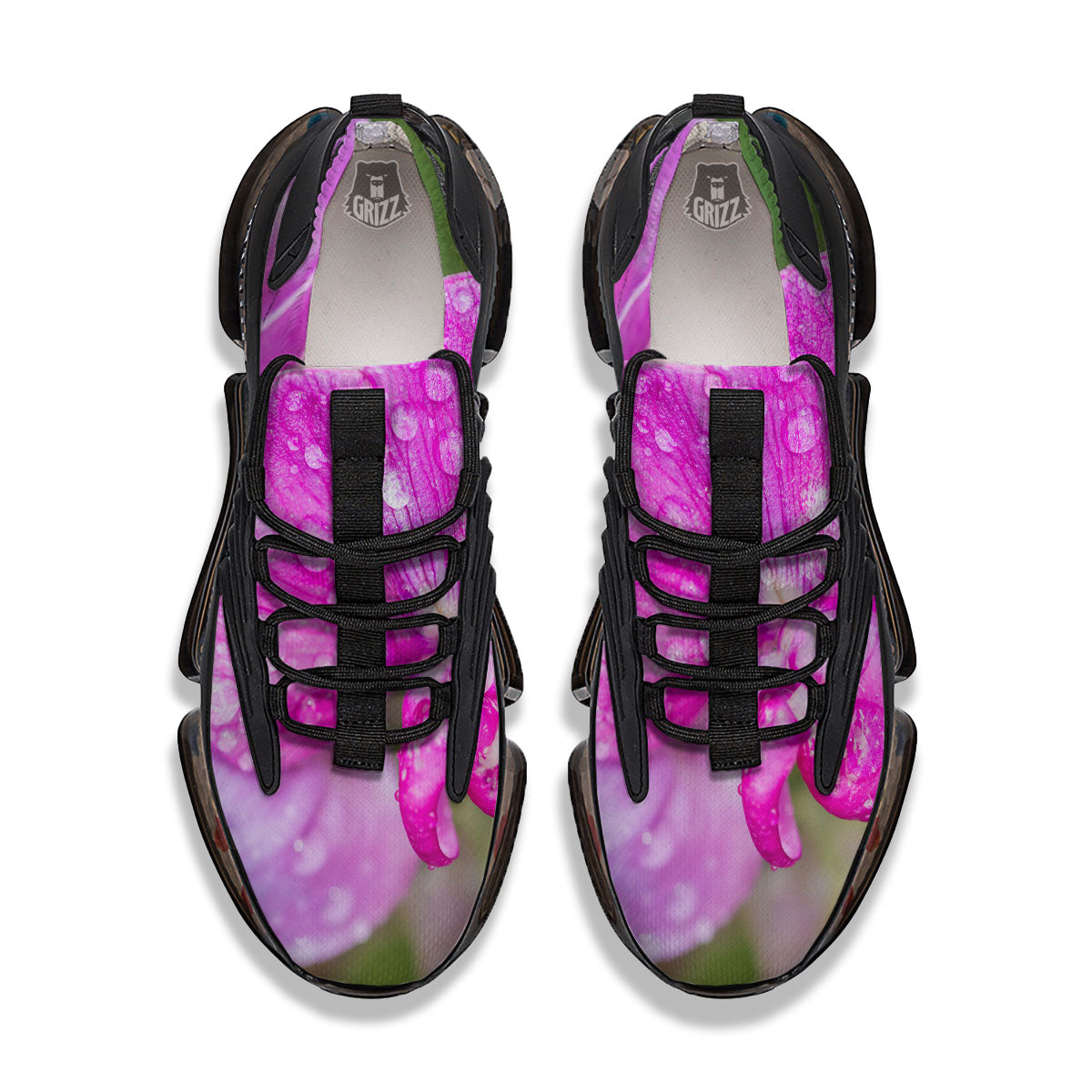 Sweet Pea Purple Print Black Gym Shoes-grizzshop