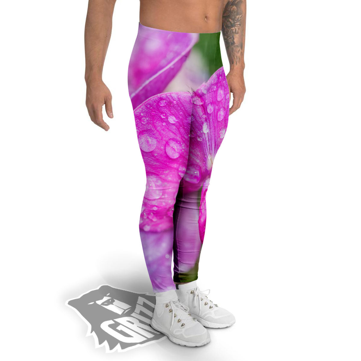Sweet Pea Purple Print Men's Leggings-grizzshop