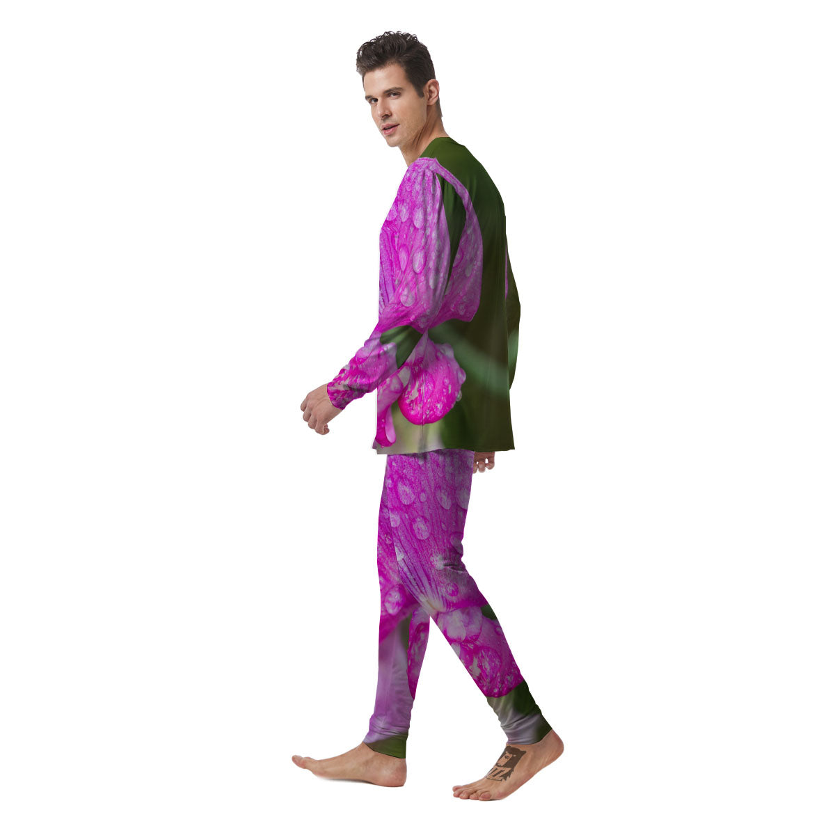 Sweet Pea Purple Print Men's Pajamas-grizzshop