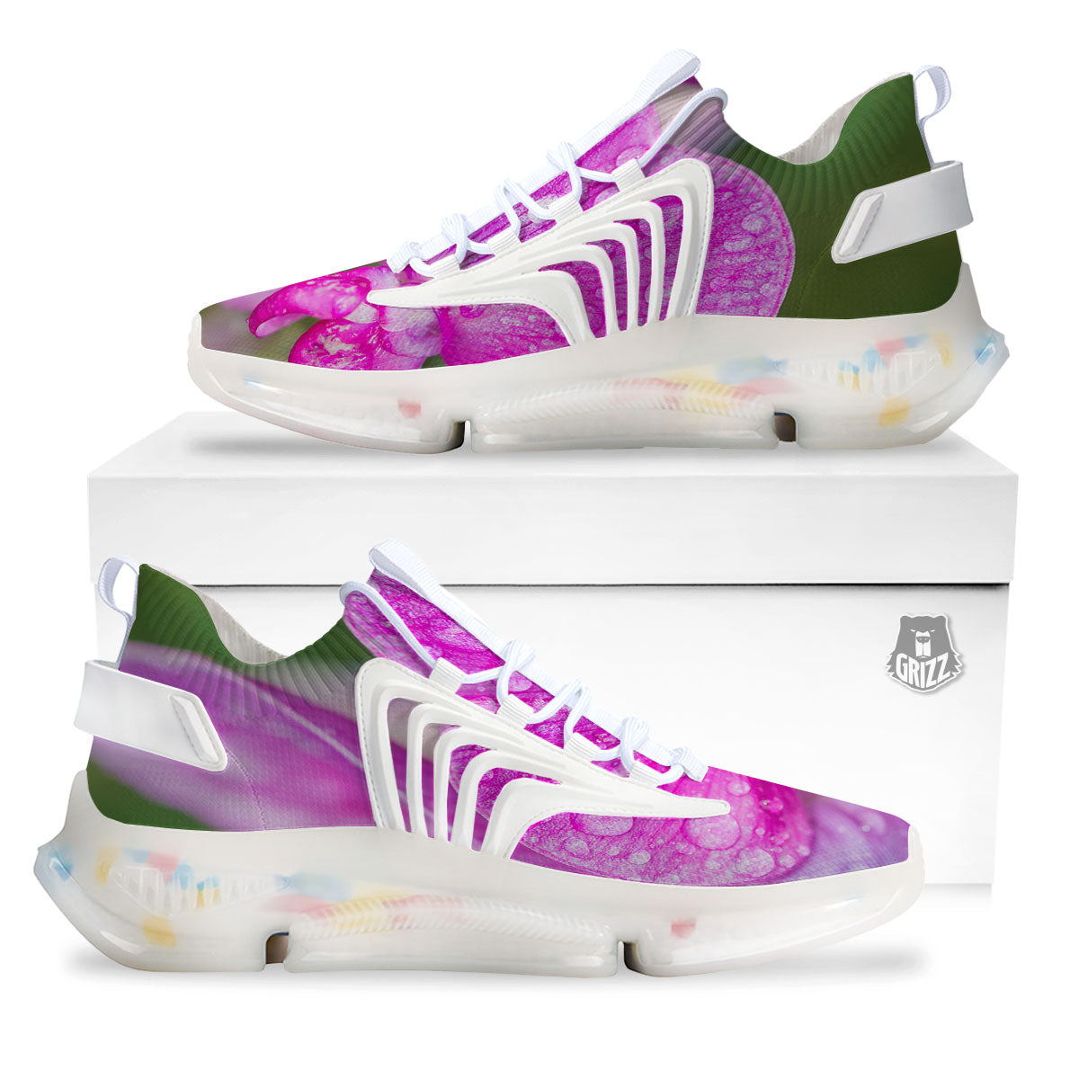 Sweet Pea Purple Print White Gym Shoes-grizzshop