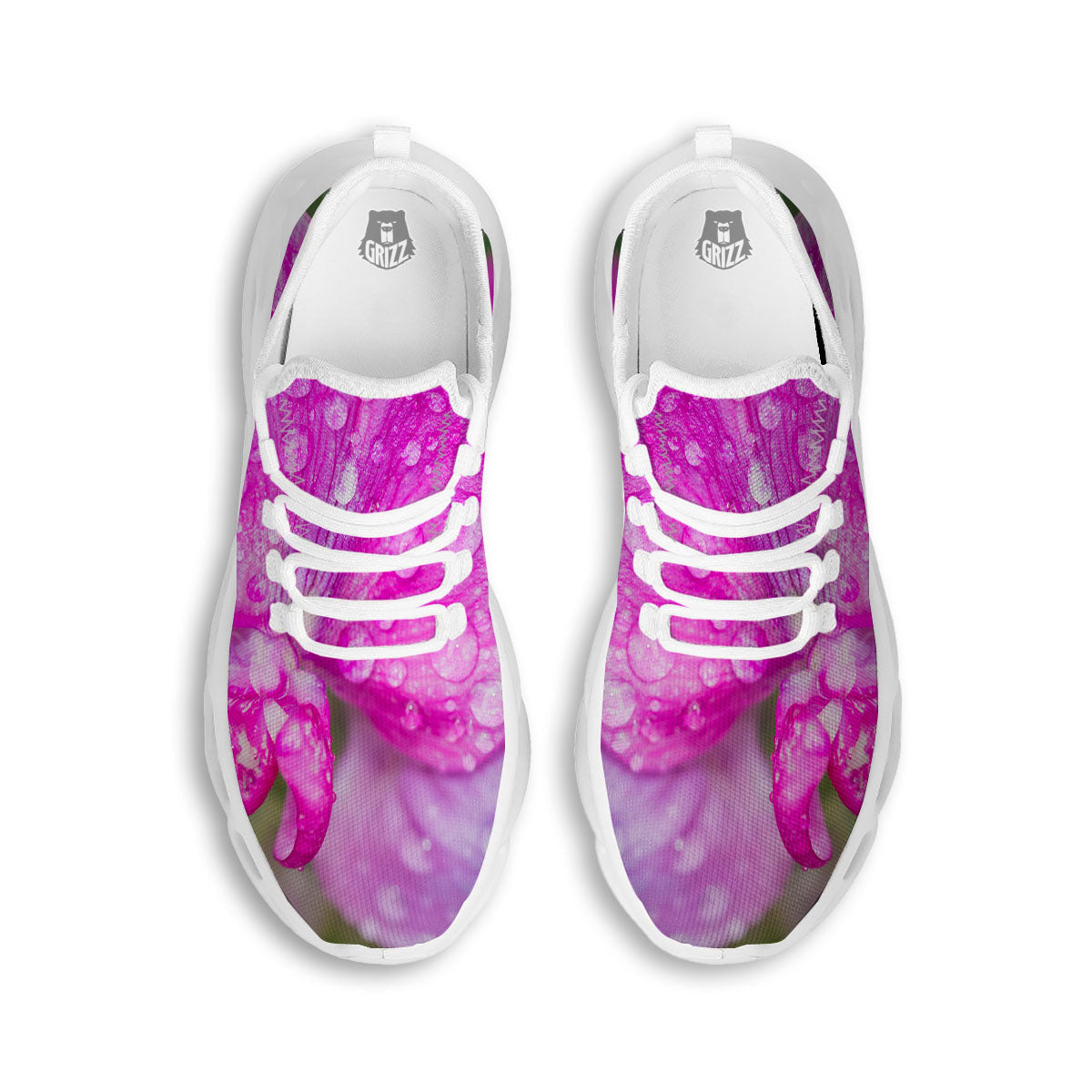 Sweet Pea Purple Print White Running Shoes-grizzshop