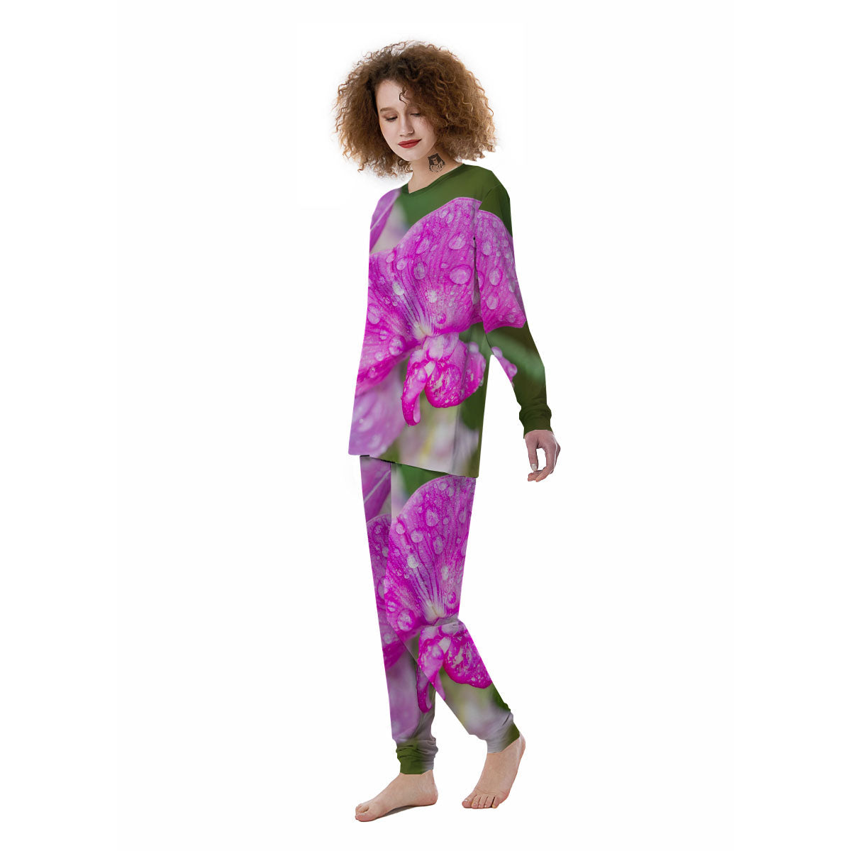 Sweet Pea Purple Print Women's Pajamas-grizzshop