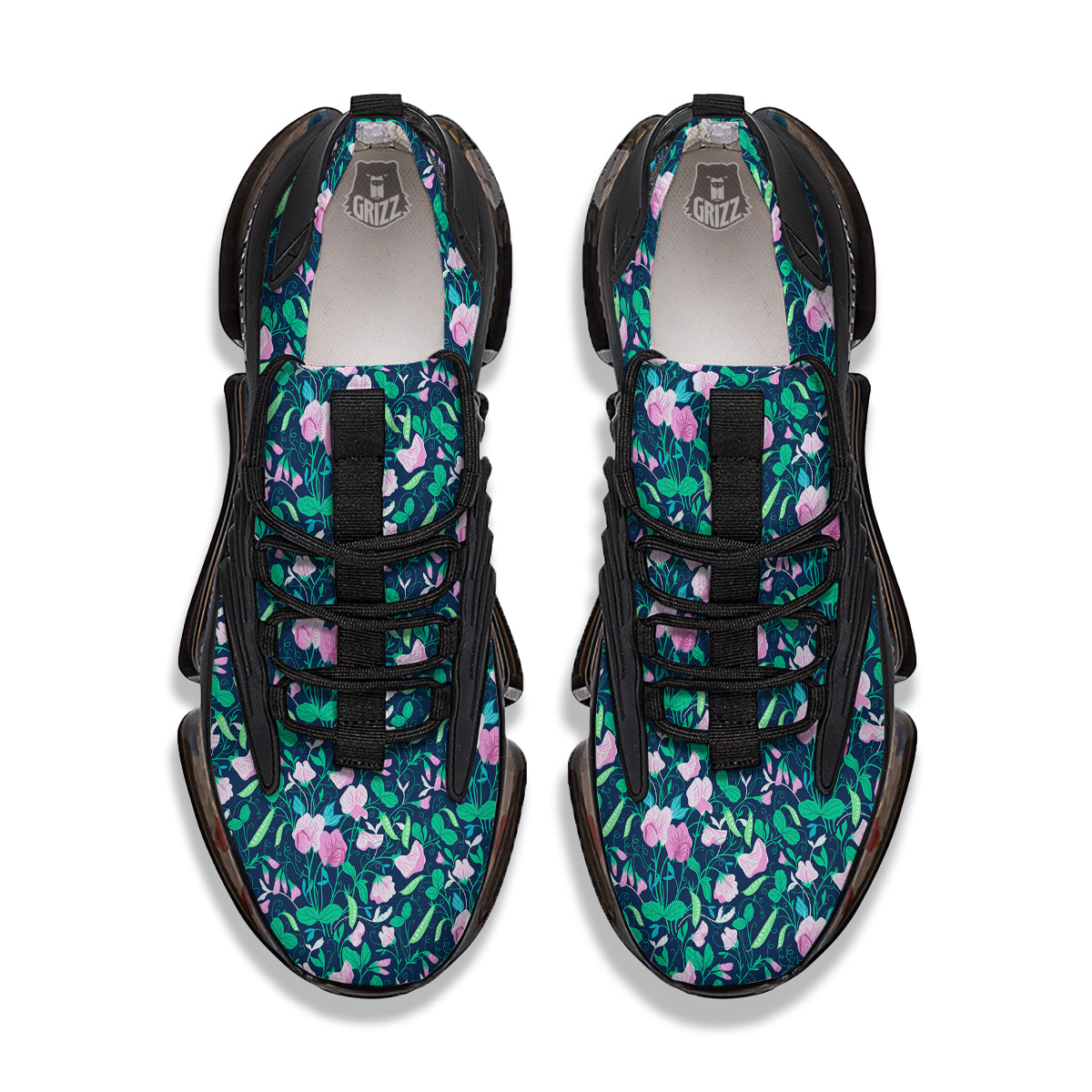 Sweet Pea Vintage Print Pattern Black Gym Shoes-grizzshop