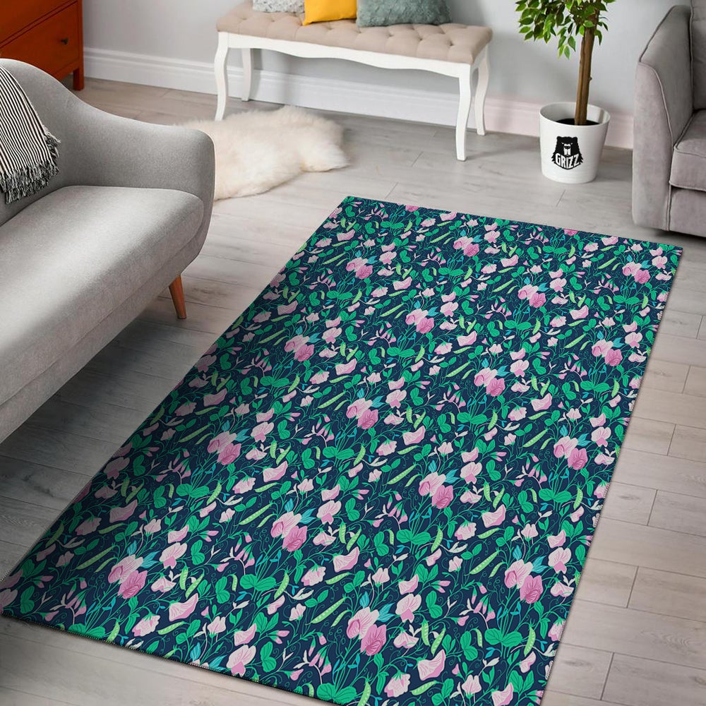Sweet Pea Vintage Print Pattern Floor Mat-grizzshop