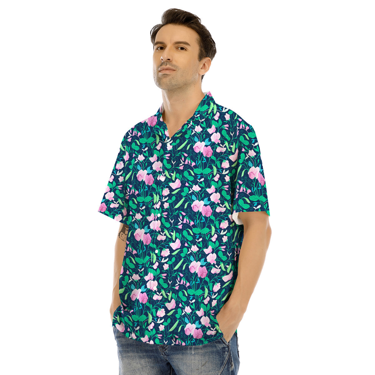 Sweet Pea Vintage Print Pattern Men's Hawaiian Shirt-grizzshop