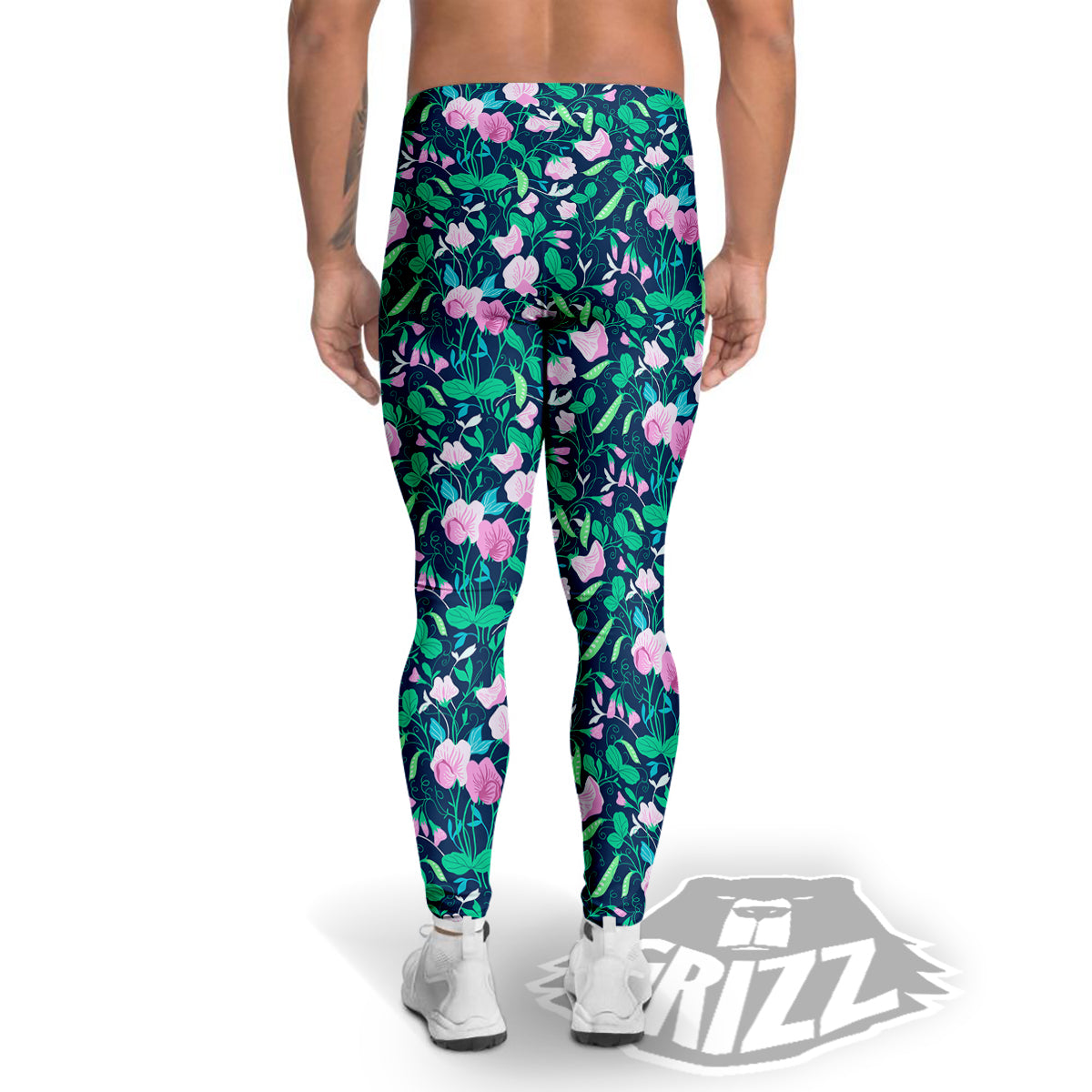 Sweet Pea Vintage Print Pattern Men's Leggings-grizzshop