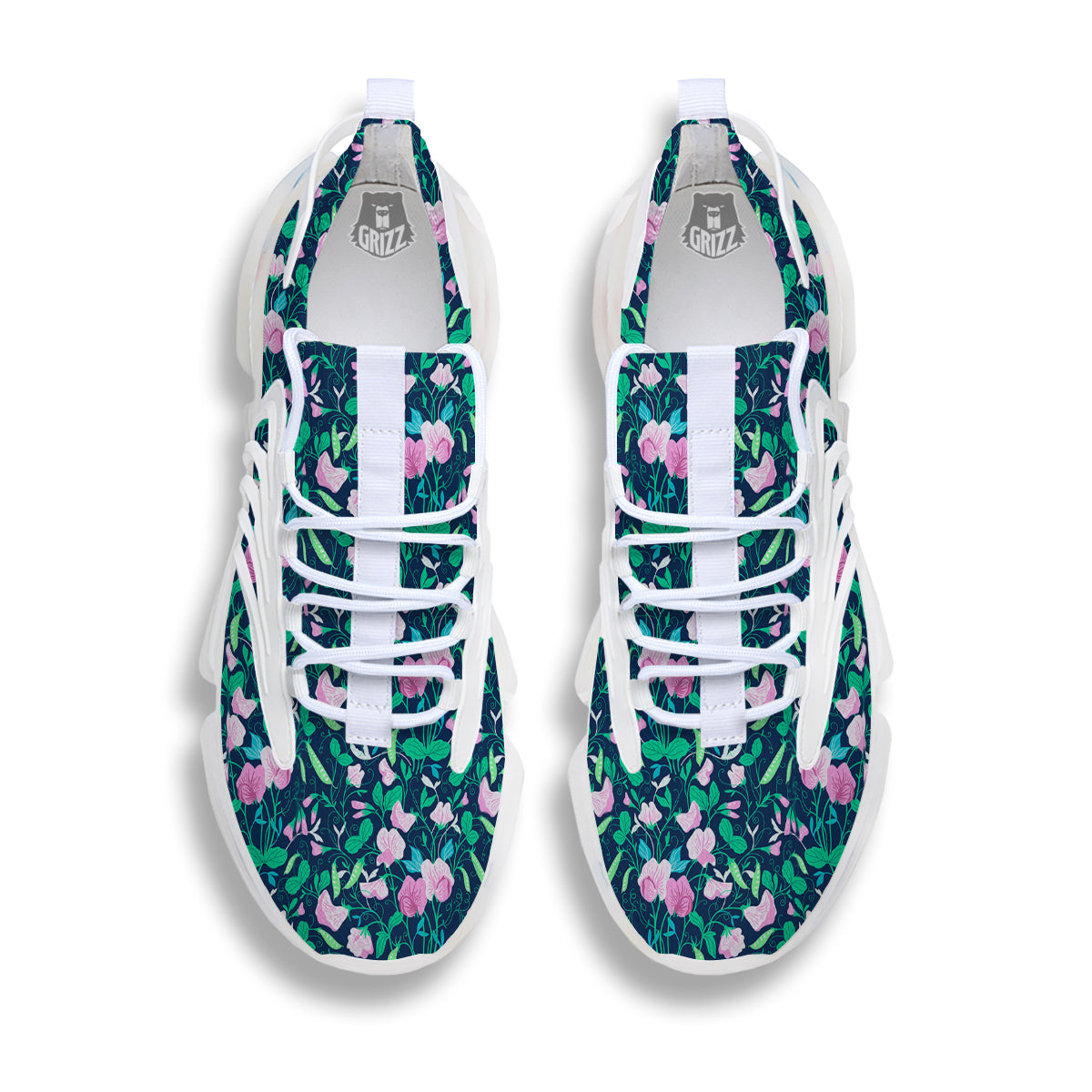 Sweet Pea Vintage Print Pattern White Gym Shoes-grizzshop